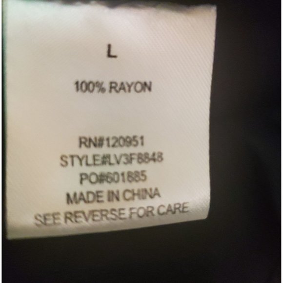 Olive & Oak Navy Blue Blouse Tunic Collar V-neck Tie Front Roll Tab Sleeve sz L - Picture 8 of 8